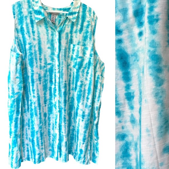NWT  Catherines Tye dye Sleeveless Tunic 3X - Picture 6 of 6